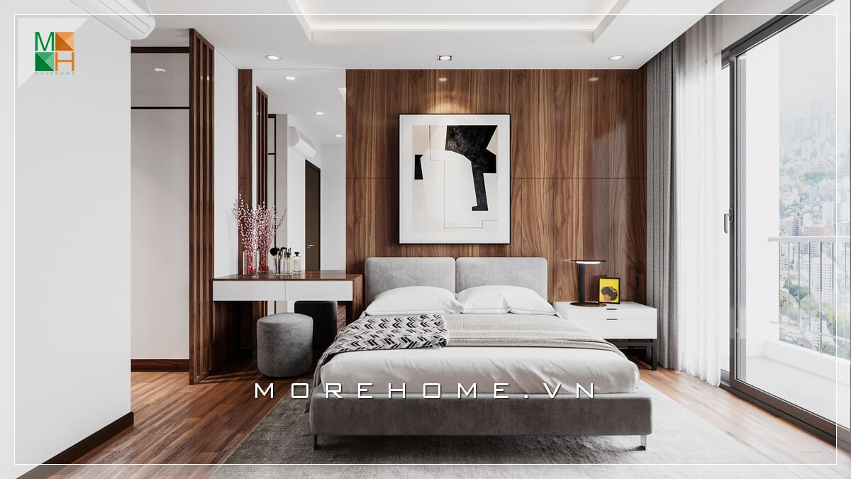 Mẫu tranh canvas đẹp và lịch lãm là điểm nhấn cho căn phòng ngủ thêm sang trọng. Thiết kế nội thất phòng ngủ biệt thự