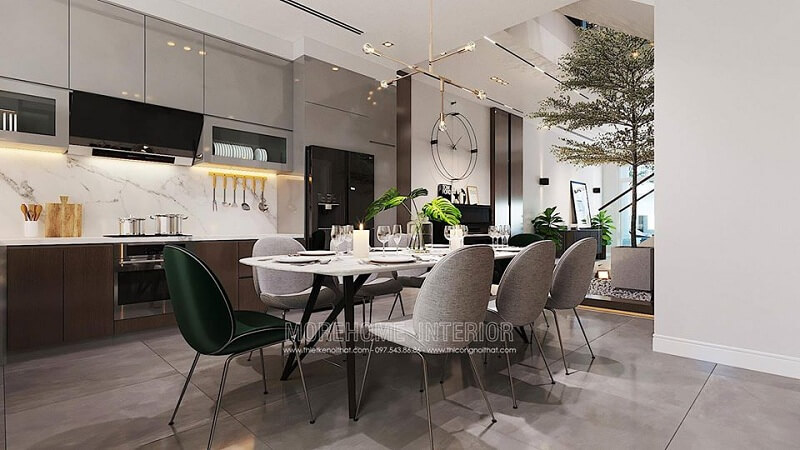 Hệ tủ bếp gỗ công nghiệp hiện đại mang đến vẻ đẹp sang trọng cho không gian sống gia chủ. Thiết kế và sản xuất tủ bếp đẹp