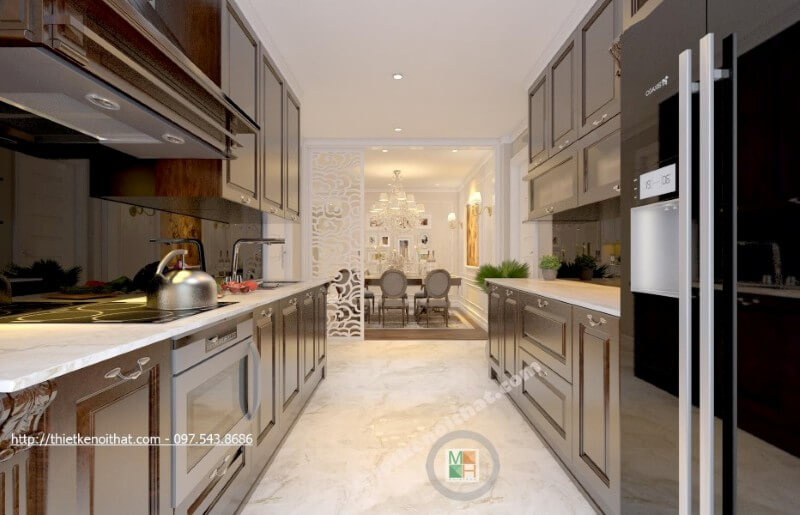 Đá ốp bếp nhân tạo cao cấp được coi như điểm nhấn ấn tượng cho không gian phòng bếp đá ốp bếp cao cấp