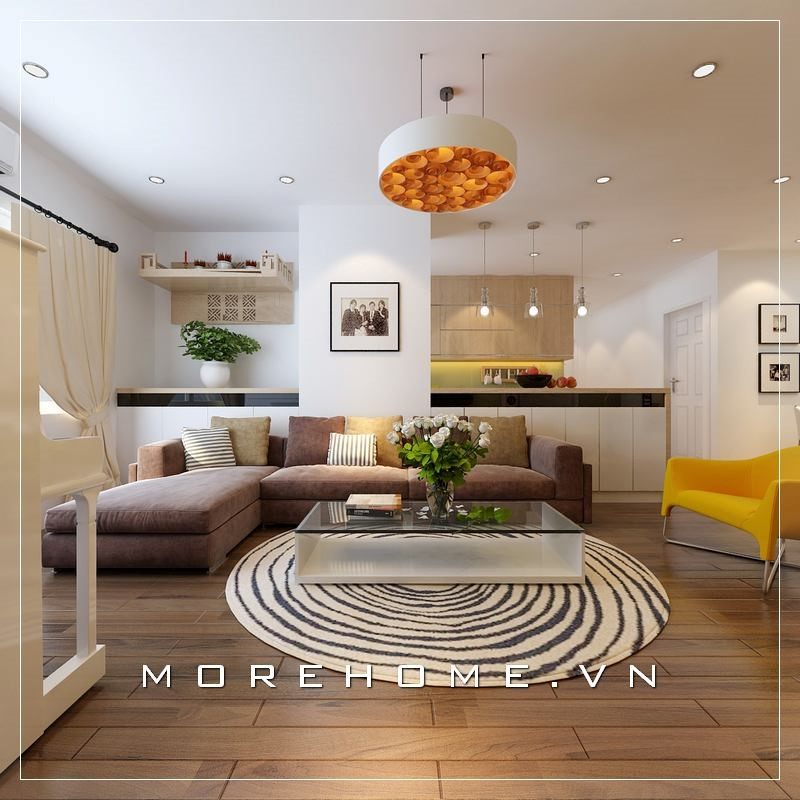 Bộ sofa êm ái màu nâu là 1 gợi ý tuyệt vời dành cho không gian phòng khách của gia đình.